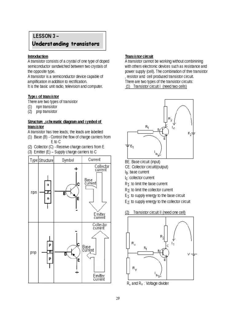 Lesson 3 Understanding Transistors Transistor Circuit PDF