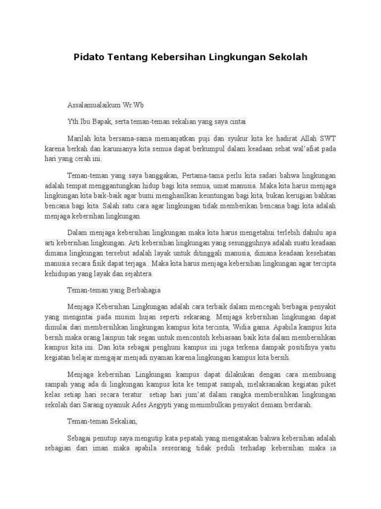 Pidato Tentang Kebersihan Lingkungan Sekolah | PDF