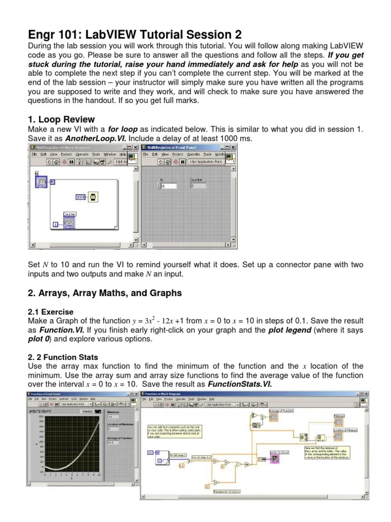 LabVIEW Tutorial Session 2 Control Flow Standard Deviation