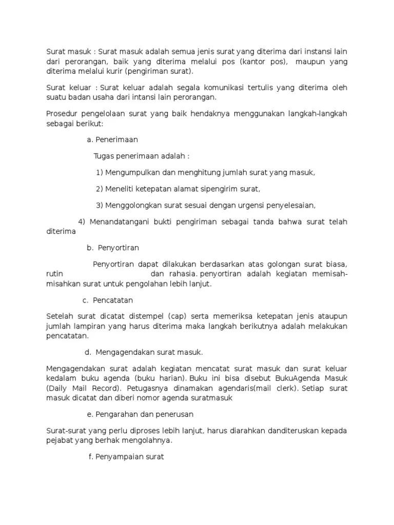 Surat Masuk Pengertian | PDF