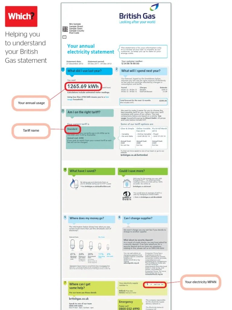 British Gas Statement 323917 Kilowatt Hour Economies