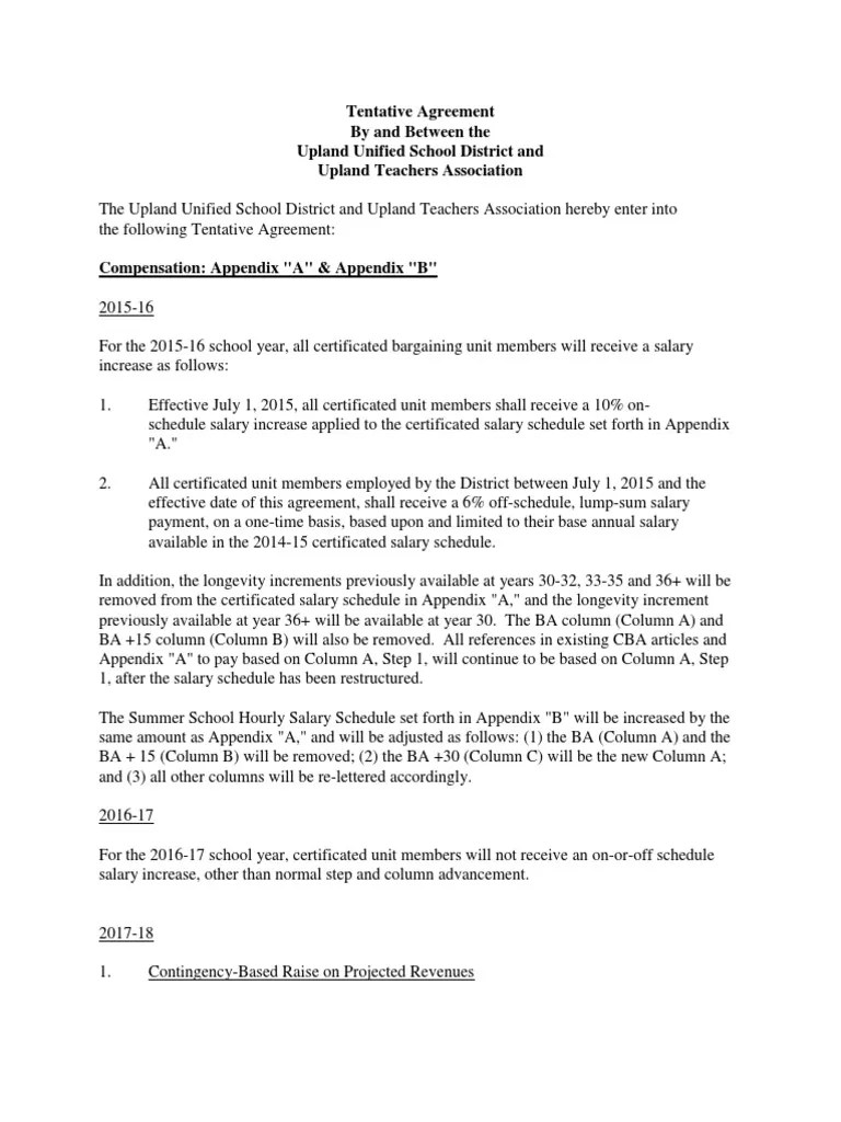 Upland Unified, Upland Teachers Association Contract PDF Employment