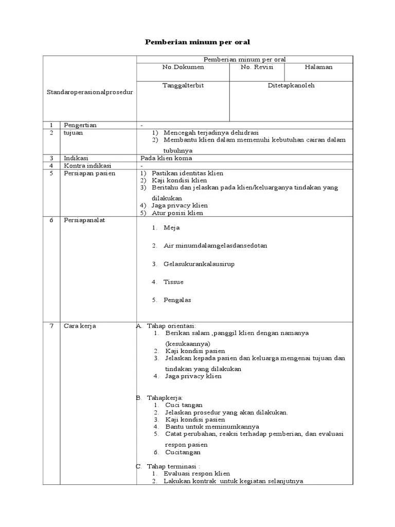 Pemberian Minum Per Oral