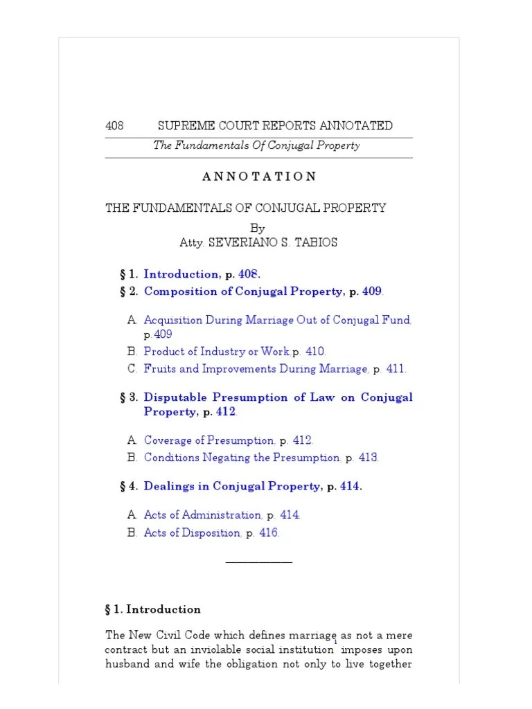 Annotation Conjugal Property Wife Husband