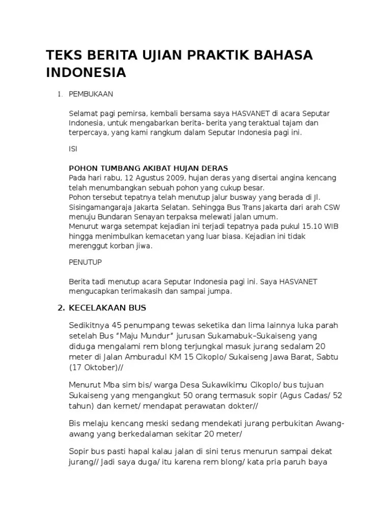 Contoh Naskah Reporter Singkat Aneka Macam Contoh