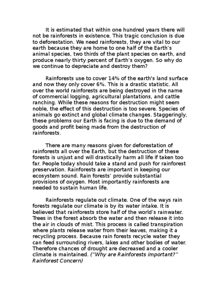 rainforest argumentative essay complete Rainforest Deforestation