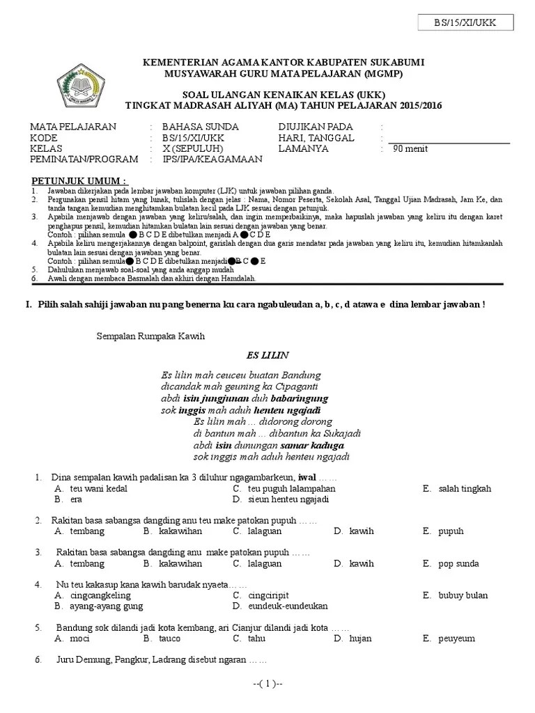 Soal B Sunda Xi | PDF