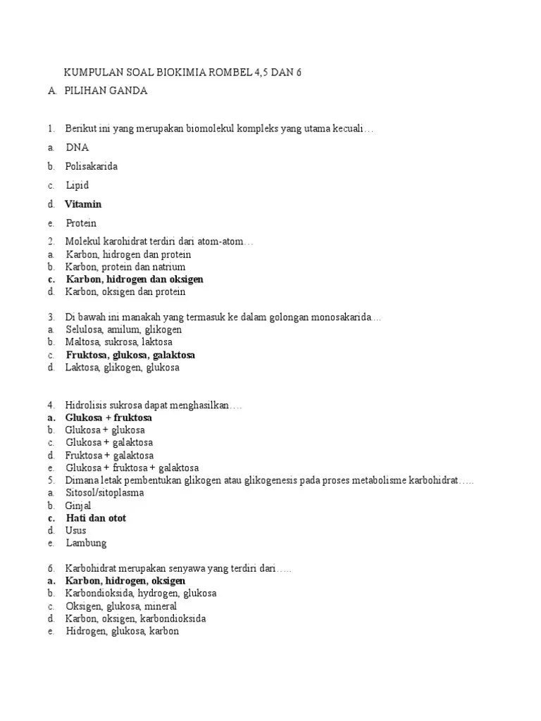 Soal Karbohidrat Beserta Jawabannya