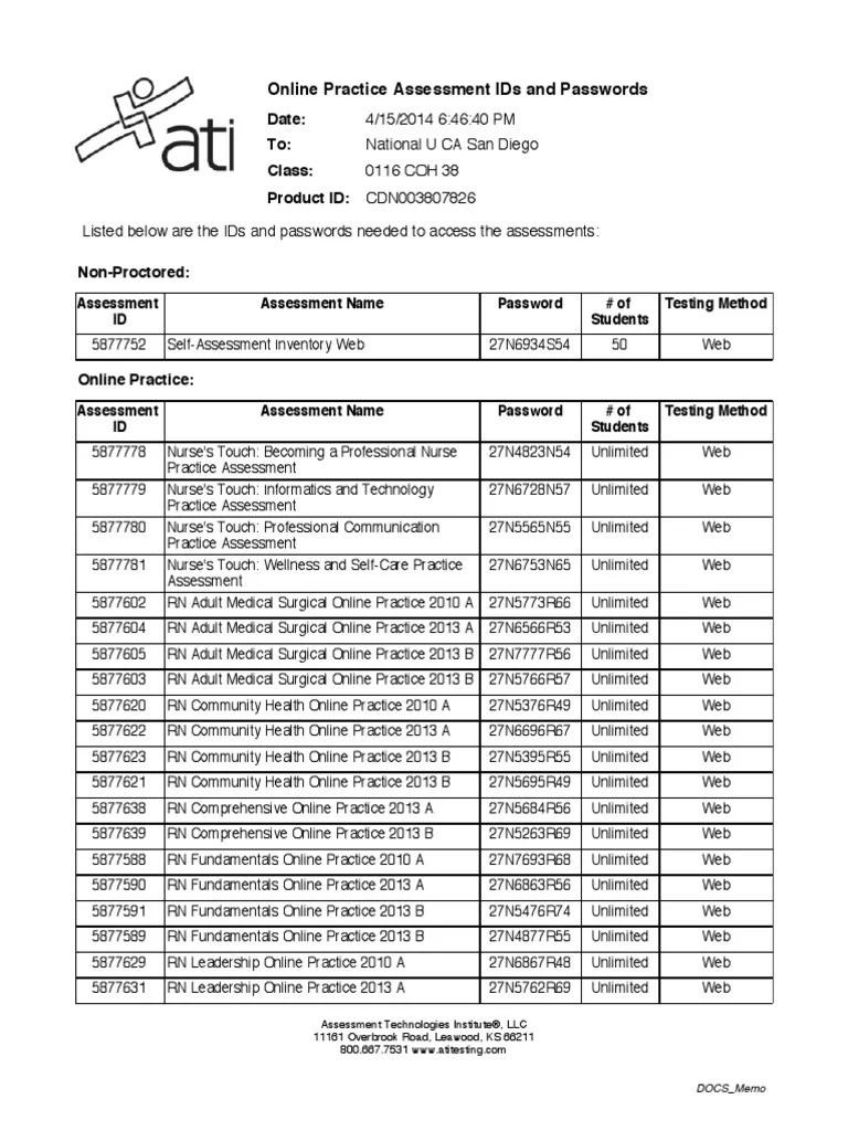 ATI Practice Assessments