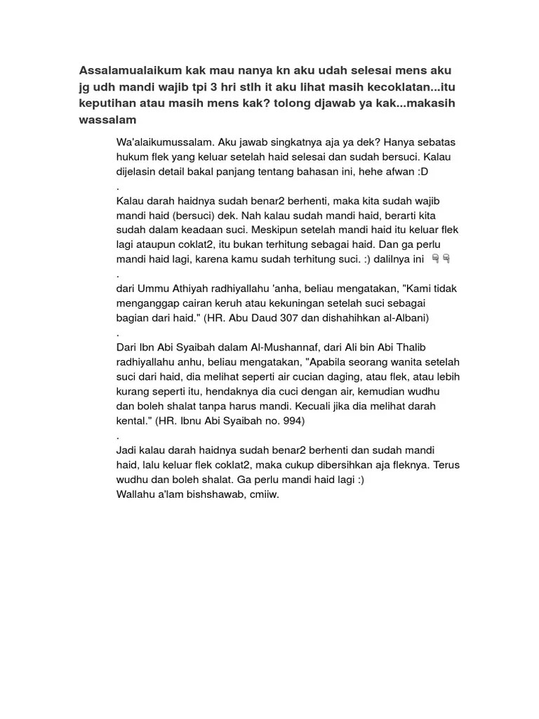 Darah Sesudah Haid | PDF