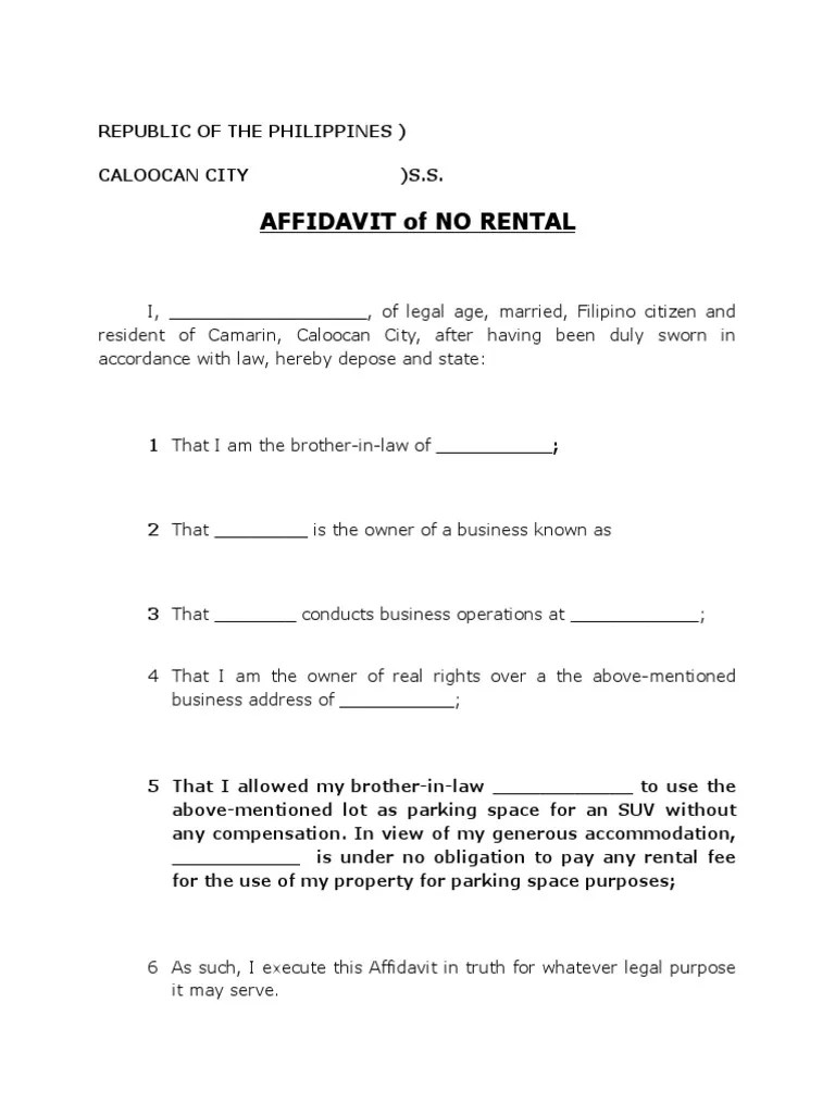 Affidavit Of No Records Template
