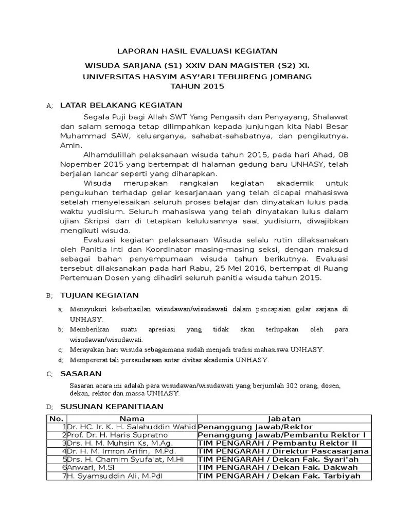 Laporan Hasil Evaluasi Wisuda 2015 | PDF
