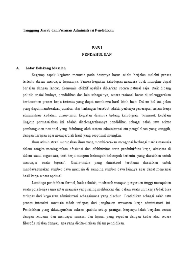 Tanggung Jawab Dan Peranan Administrasi Pendidikan