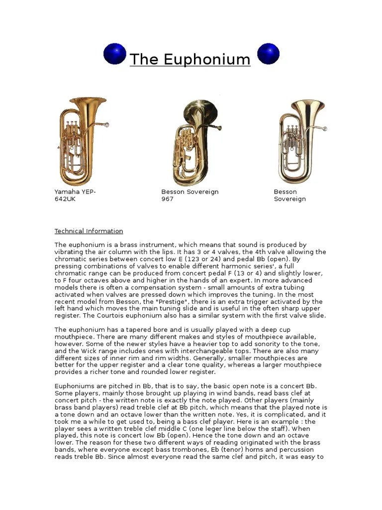 The Euphonium Clef Brass Instruments
