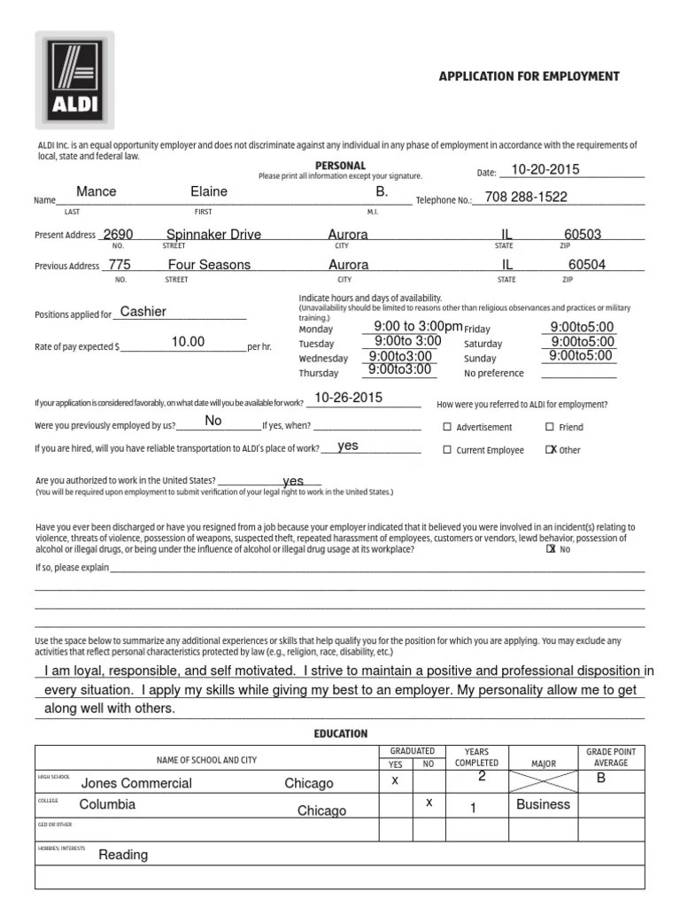 aldiemploymentapplication.pdf Employment Government Information