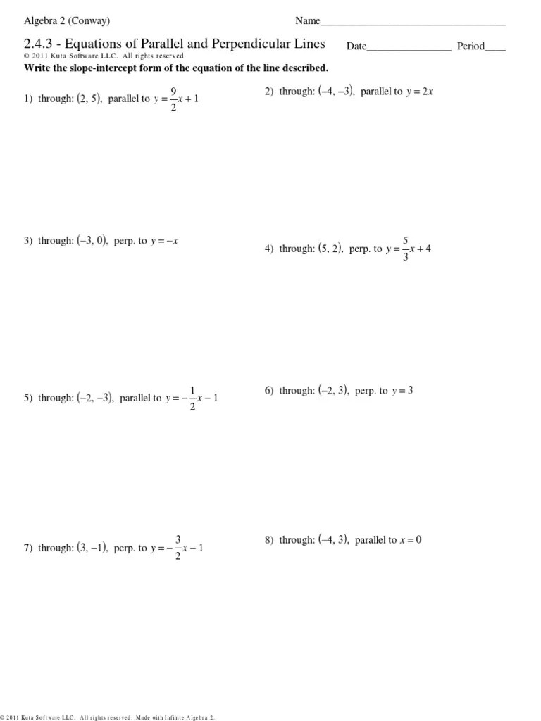 2.4.3 Equations of Parallel and Perpendicular Lines