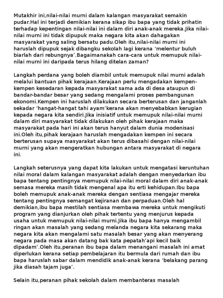 Kepentingan Mengamalkan Nilai Murni