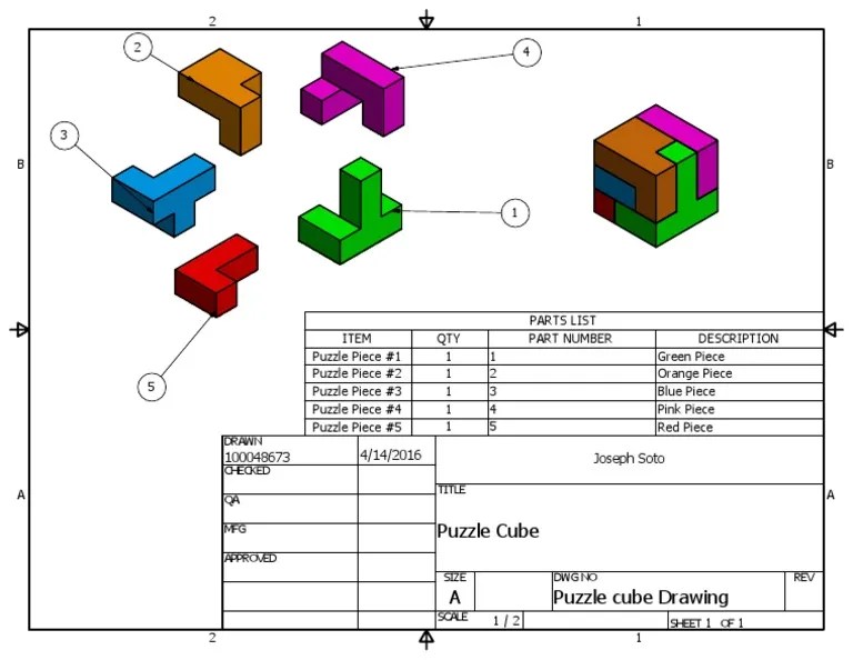 Puzzle Cube Drawing PDF