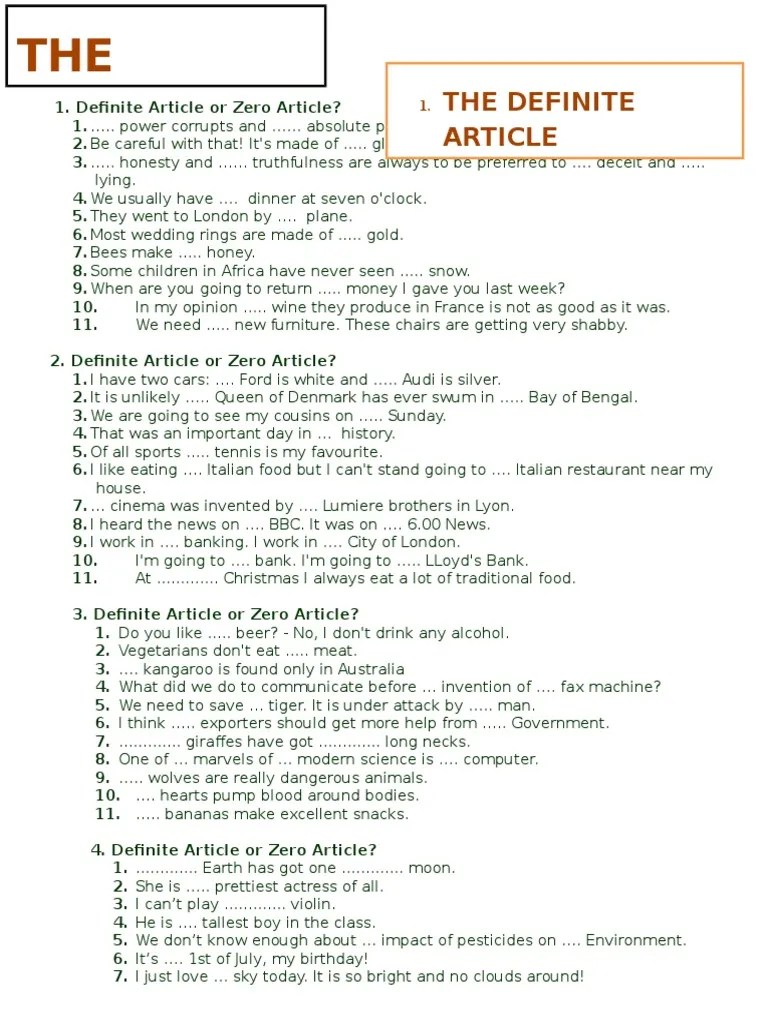 Articles Exercises PDF