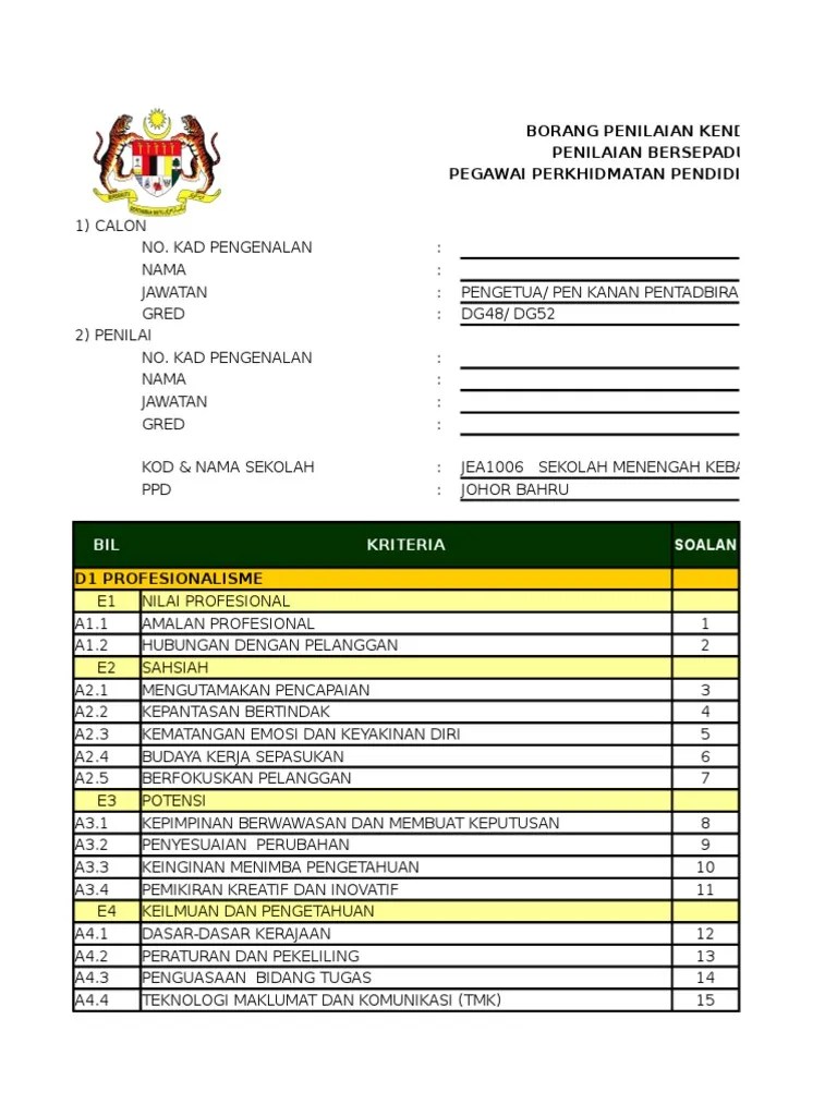 Contoh Borang Penilaian Kendiri Skpmg2 MOshims Contoh Borang