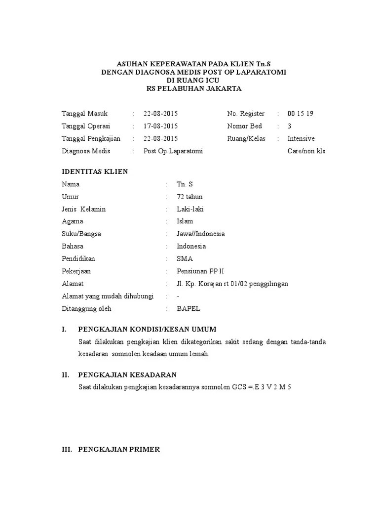 Icu Askep Post Op Laparatomi