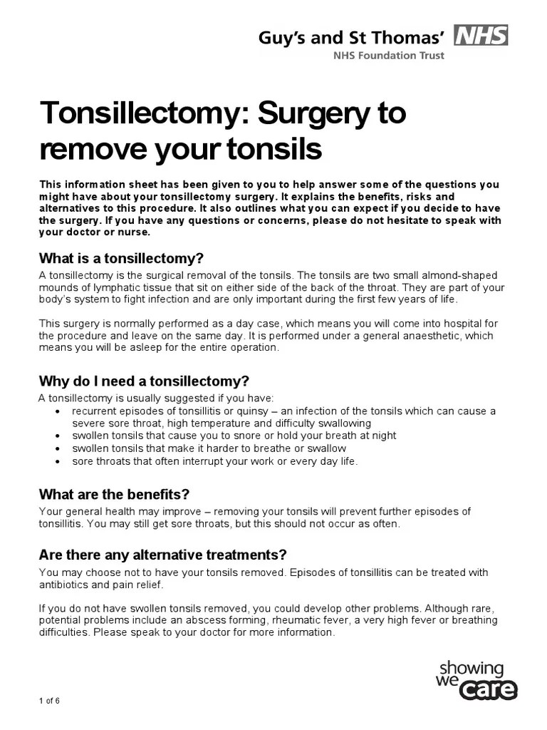Tonsillectomy Surgery Diseases And Disorders