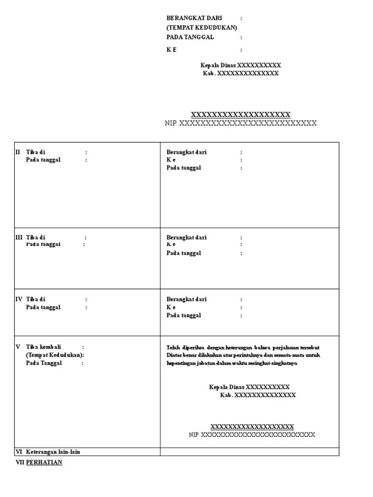 Format Blanko Sppd Kosong