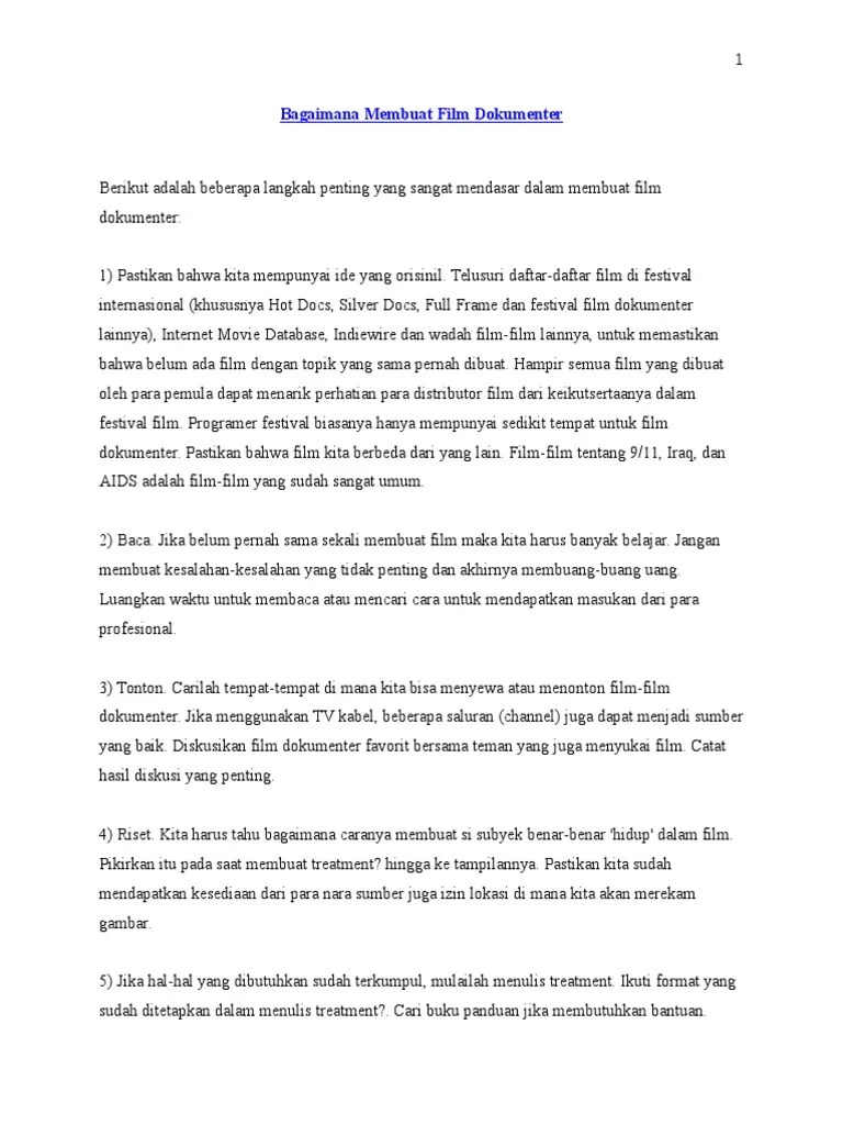 Bagaimana Membuat Film Dokumenter
