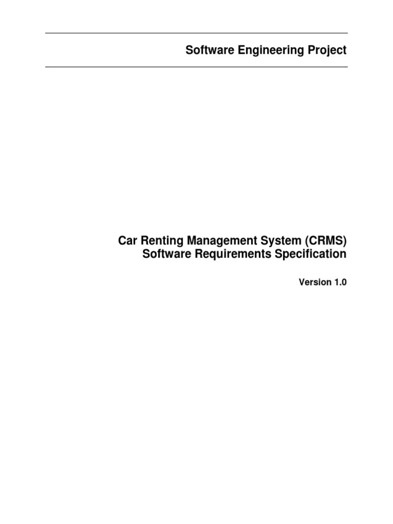 Car Rental System System Requirement Definition PDF Application