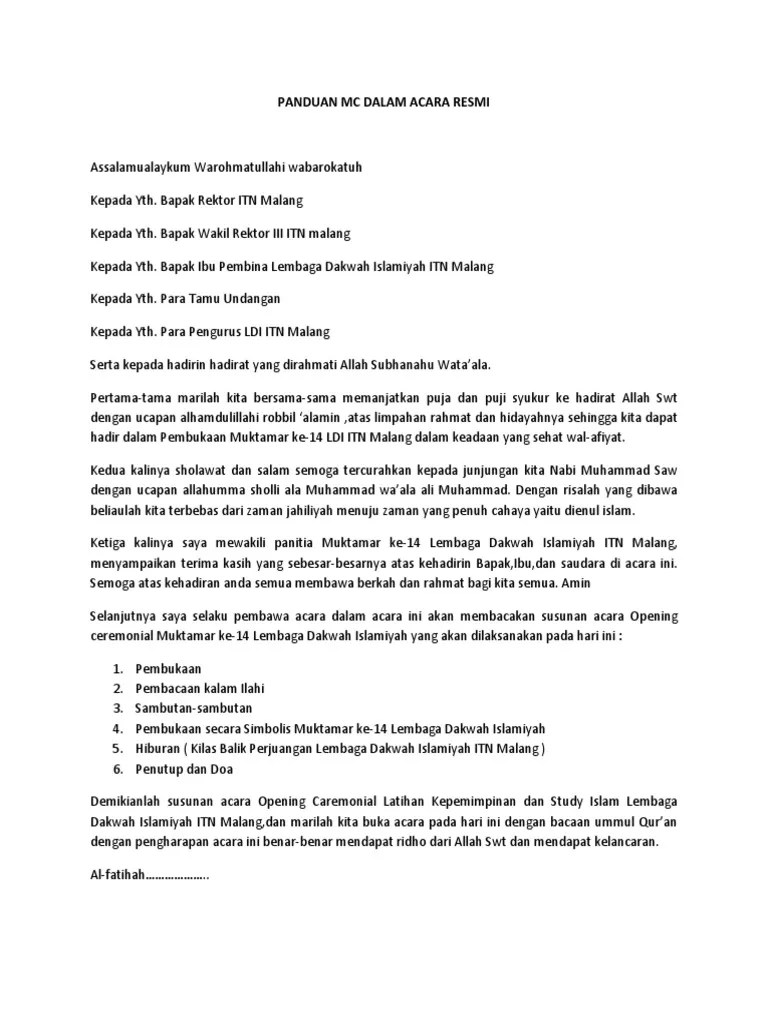 Panduan MC Muktamar 14 PDF | PDF