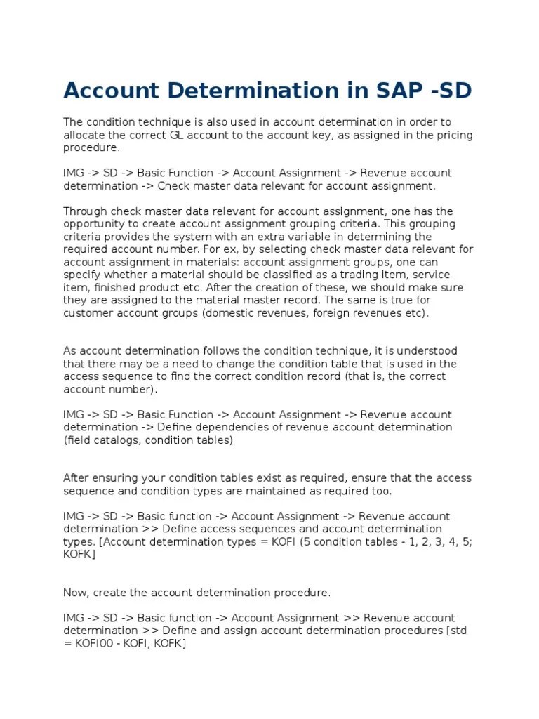 Configuring Revenue Account Determination in SAP SD A StepbyStep