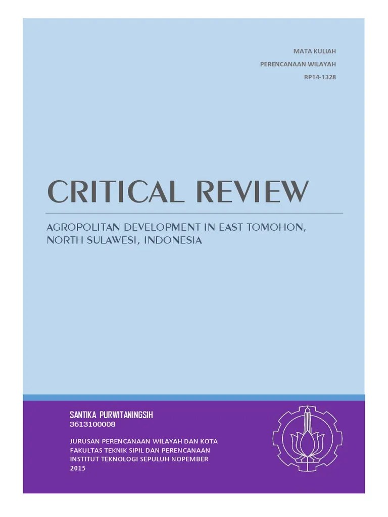 Critical Review Jurnal Perencanaan Wilayah (Konsep Agropolitan Di