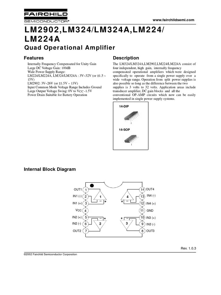 datasheet lm324 Operational Amplifier Power Supply