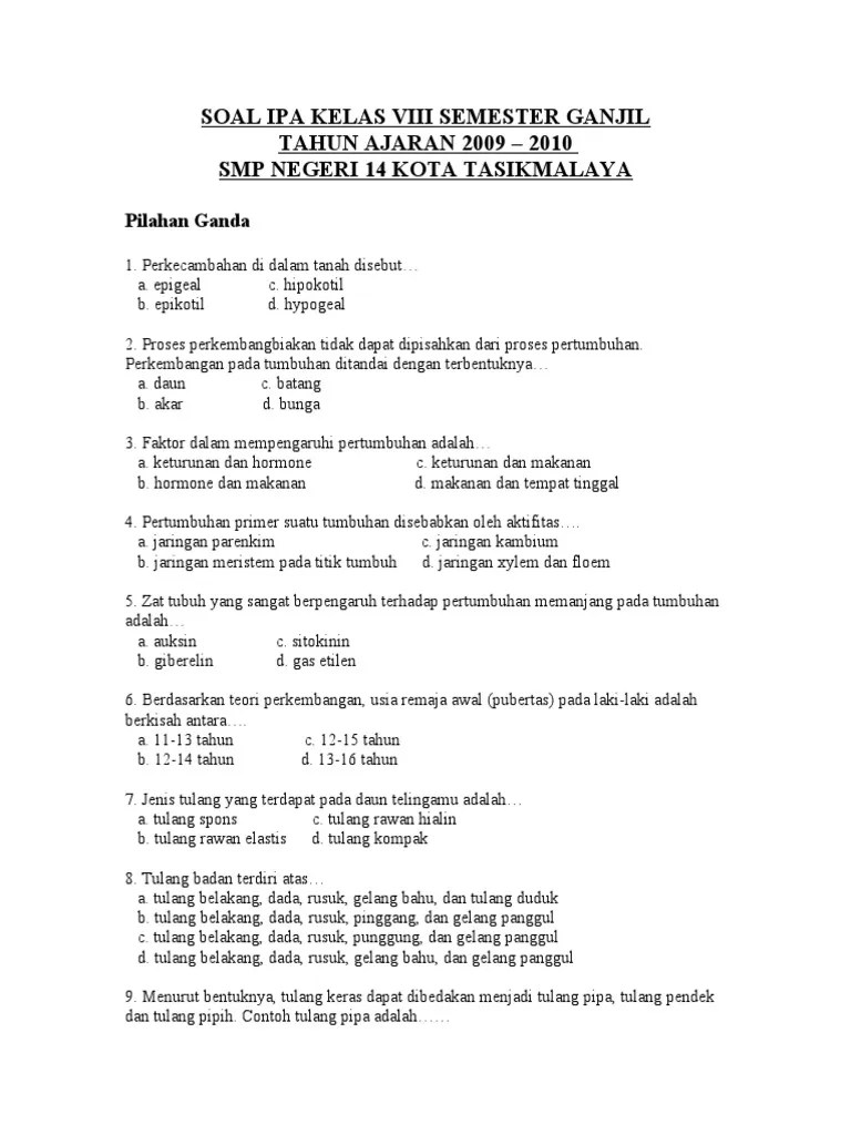 Contoh Soal Ipa Kelas 8 Semester 1 Barisan Contoh