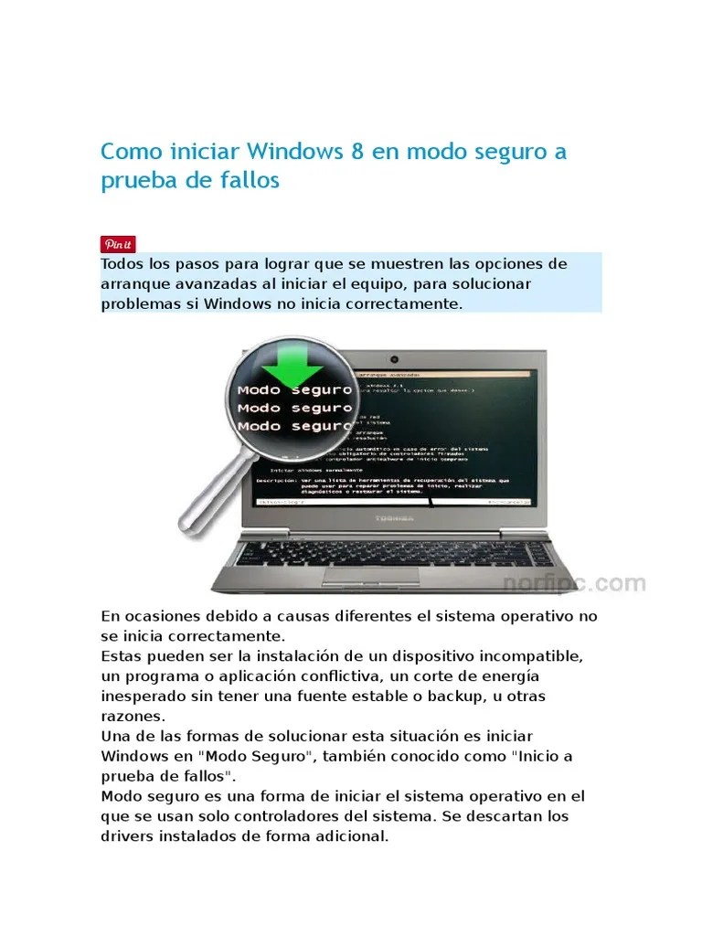 Como Iniciar Windows 8 en Modo Seguro a Prueba de Fallos Windows 8