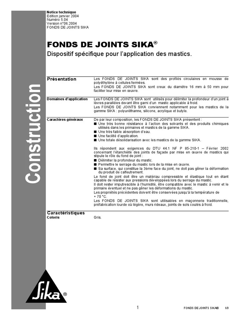 Fond de Joint Sika Application Ingénierie