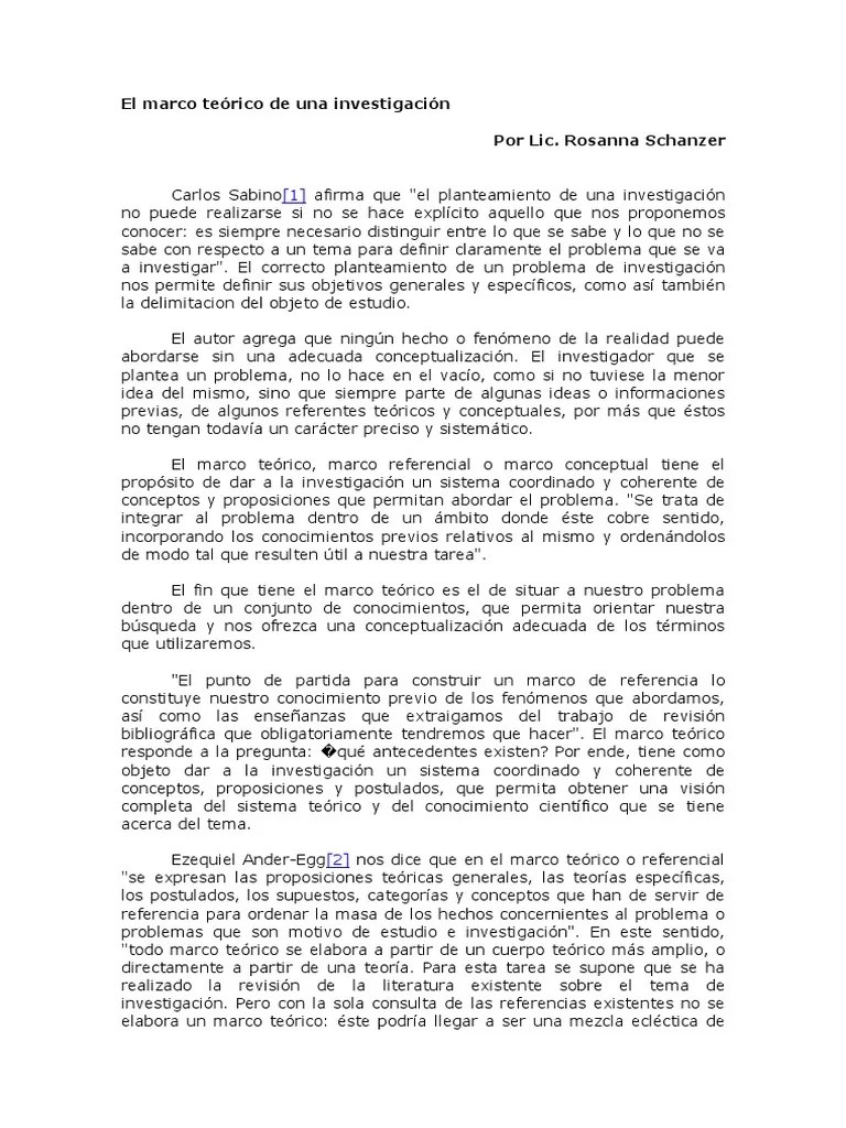 El Marco Teórico de Una Investigación Teoría Concepto