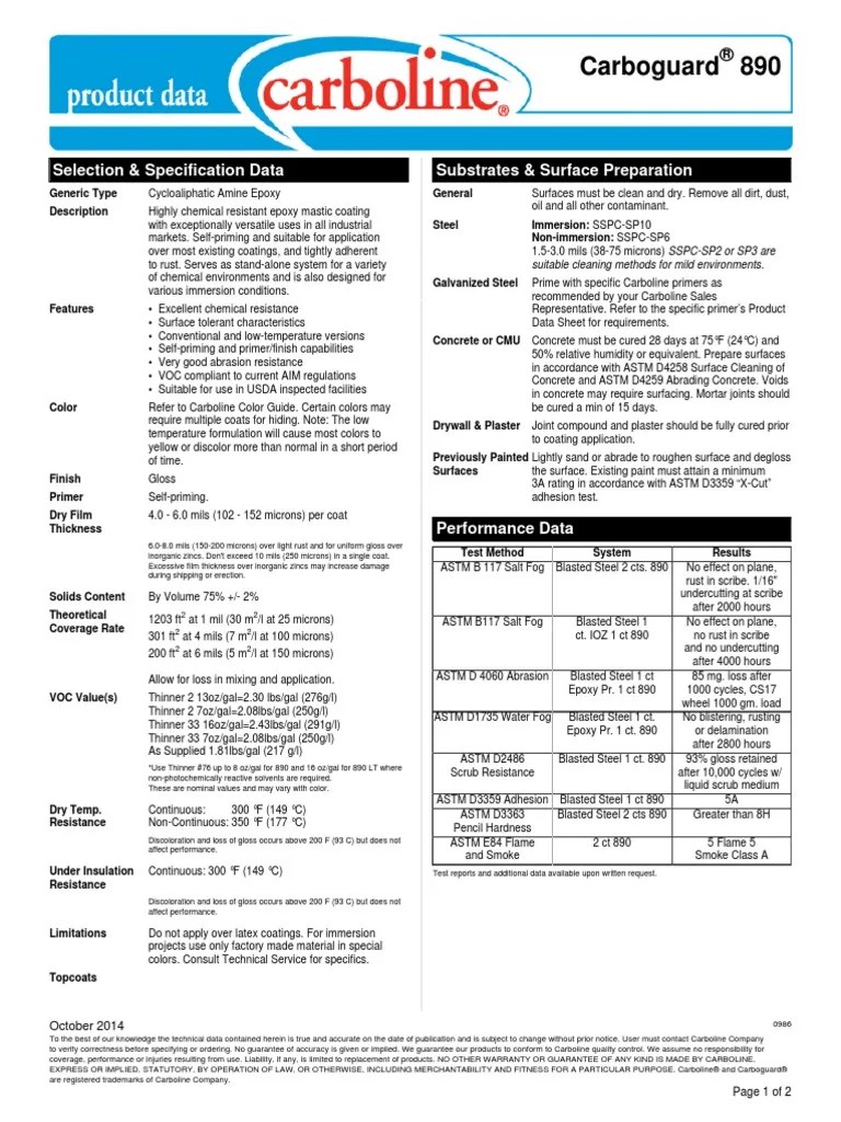 Carboguard 890 PDS Epoxy Concrete