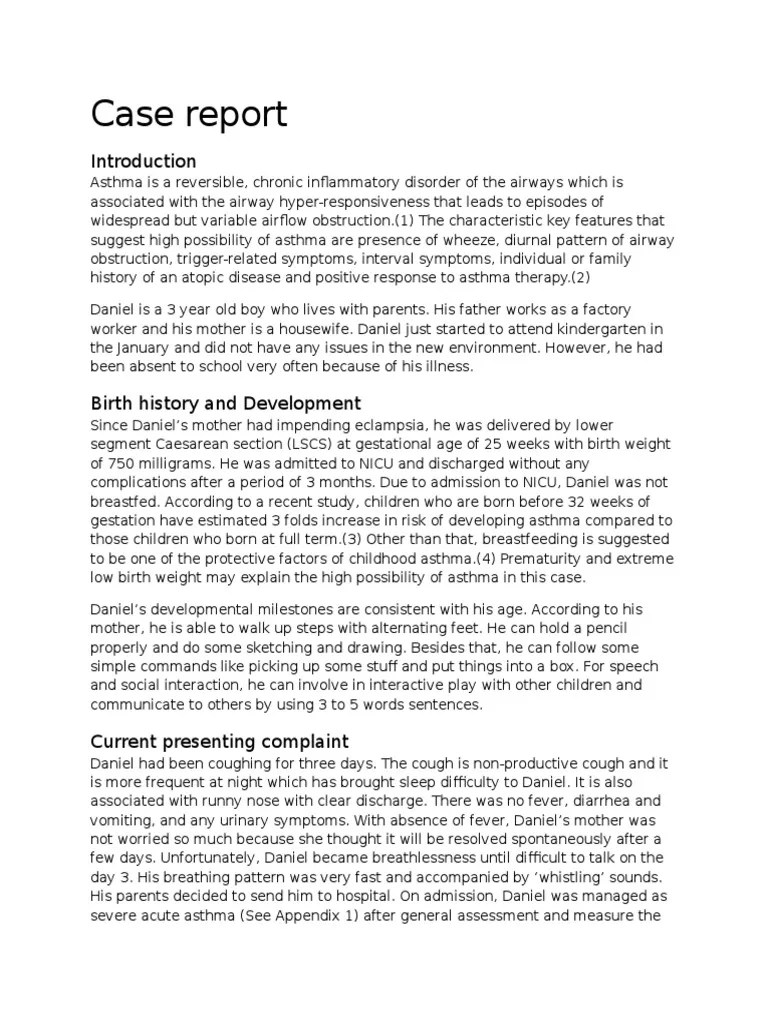 Asthma Case Report Final Asthma Pneumonia