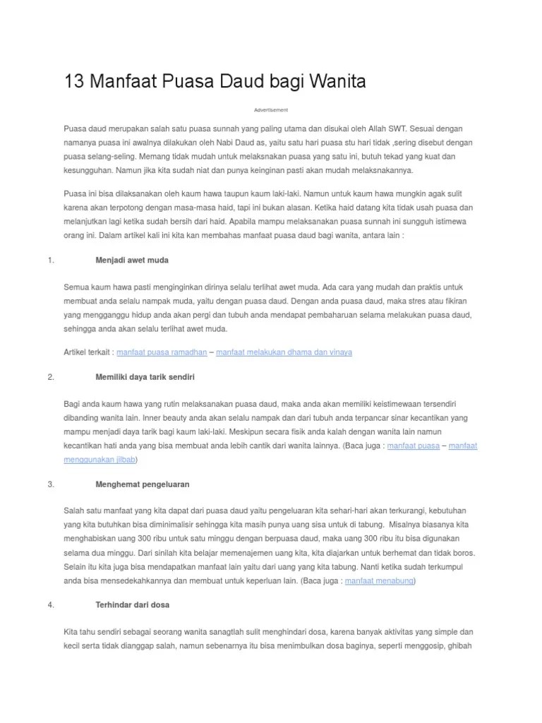 Manfaat Puasa Daud | PDF