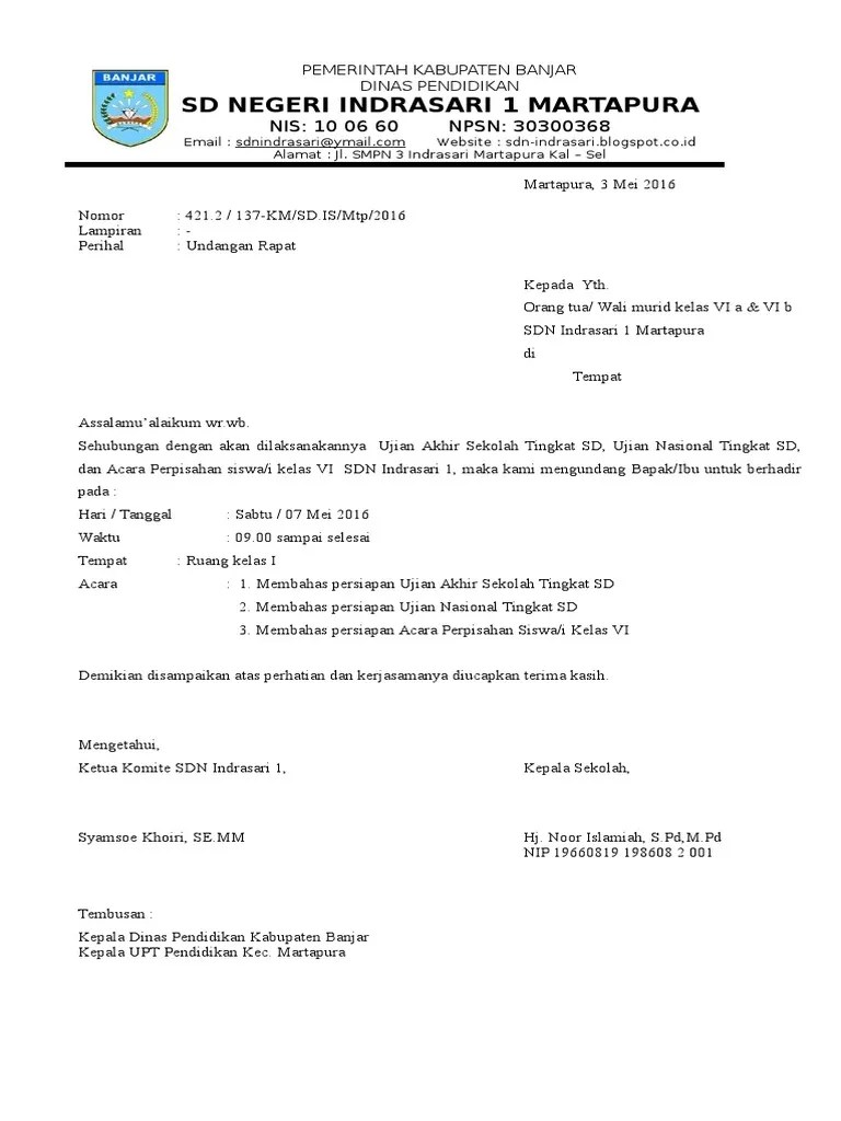 Contoh Surat Undangan Resmi Sd Contoh Surat Undangan Resmi Yang Baku