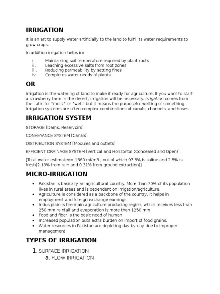 Irrigation Notes Irrigation Natural Resource Management Free 30