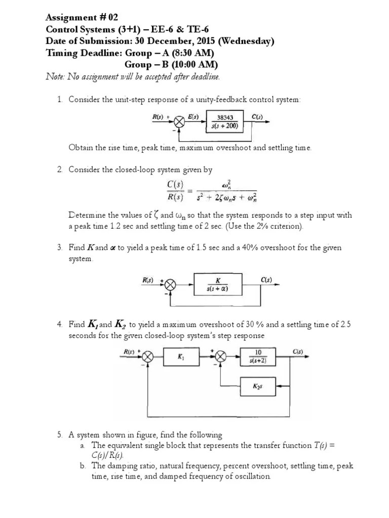 Linear Control System Assignment