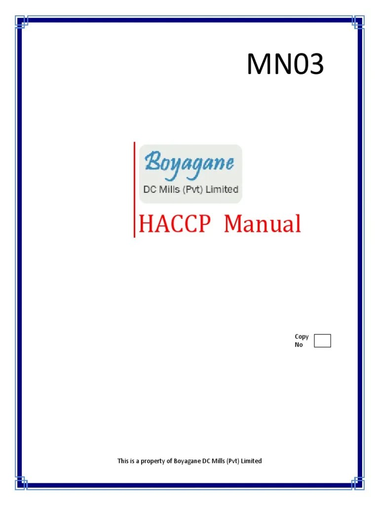 Haccp Manual PDF Hazards Coconut