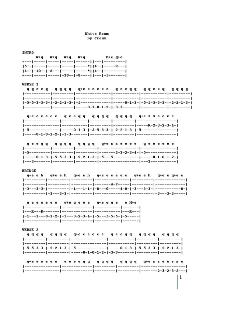 White Room Bass Tab PDF Song Recordings Recorded Music