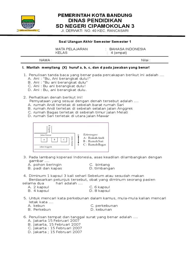 Soal Uas Bahasa Indonesia Kelas 3 Sd Semester 2 Homecare24