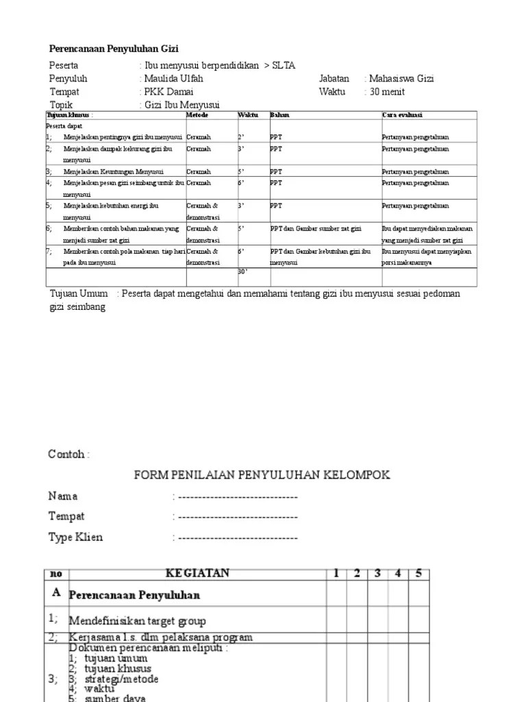 Perencanaan Penyuluhan Gizi | PDF