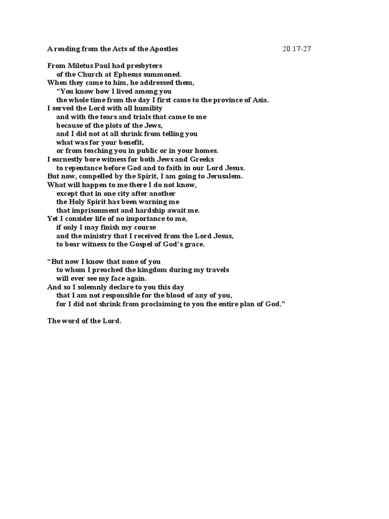 A Reading From the Acts of the Apostles Acts Of The Apostles Jesus