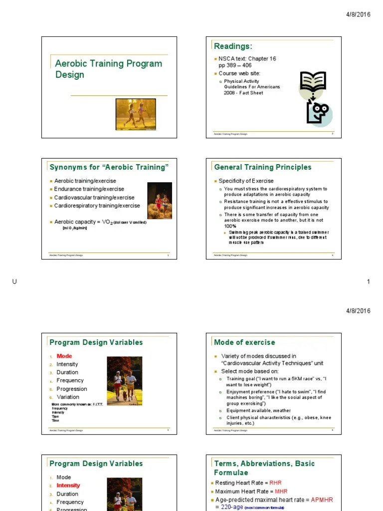 Aerobic Training Program Design Aerobic Exercise High Intensity