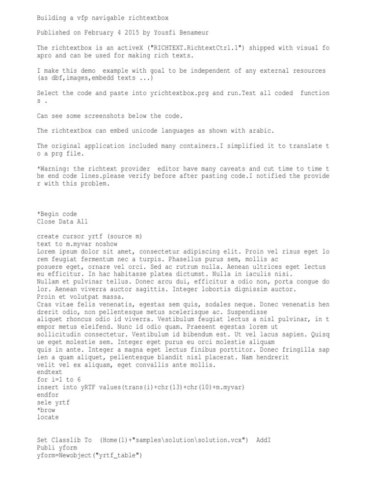 VFP Richtextbox PDF Filename Text File